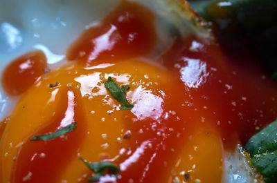Close-up of fresh orange fruit in plate