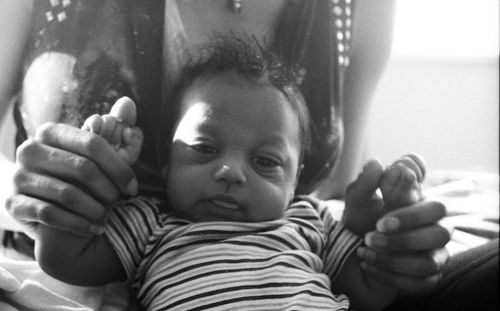 Close-up portrait of smiling boy