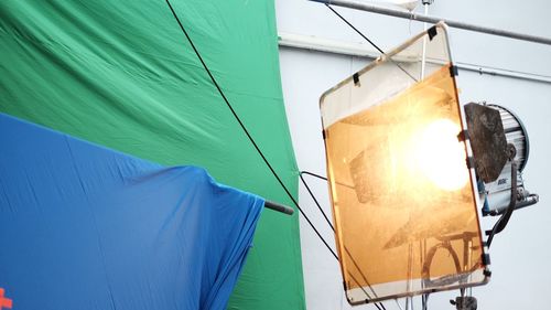 Low angle view of tent against sky