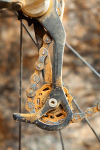 Close-up of rusty bicycle chain