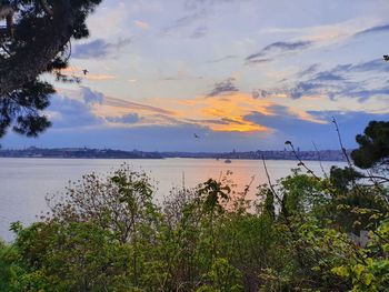 Scenic view of sea against sky during sunset