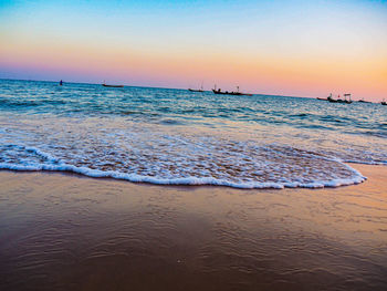 Scenic view of beach during sunset