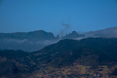 View of pico ruivo the highest mountain on the ponta peninsula of sao lorenco in madeira portugal