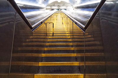 Low angle view of illuminated staircase