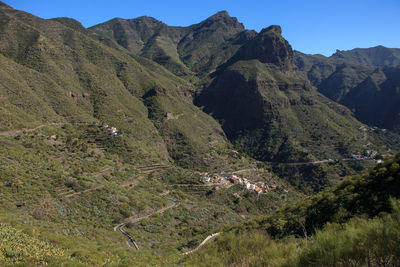 High angle view of mountain range