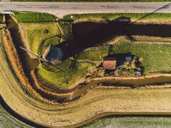 High angle view of agricultural field