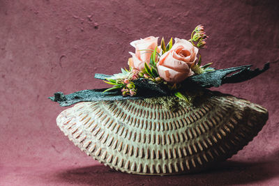 High angle view of rose bouquet