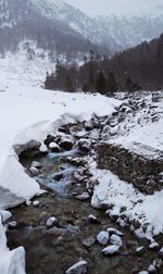 Scenic view of frozen lake against sky