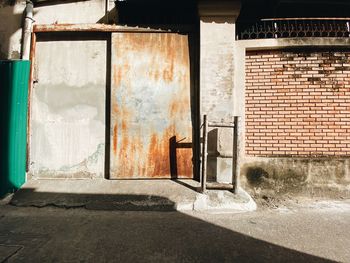 Closed door of old building