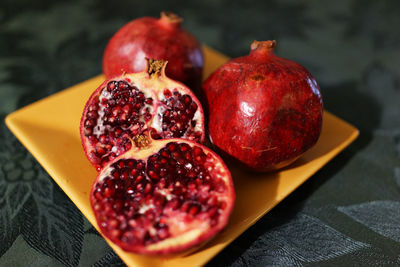 Close-up of strawberries on table