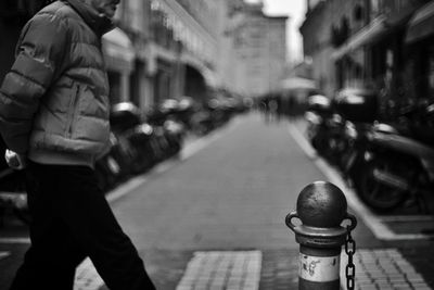 Woman walking on road