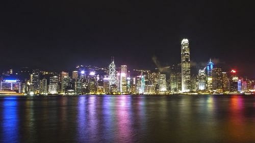 City lit up at night