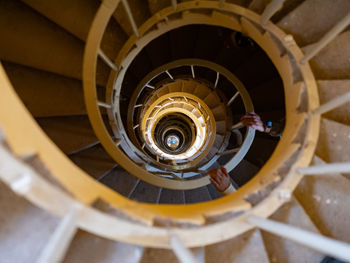 Old style of spiral staircase of light house in yellow brick. lighthouse staircase.