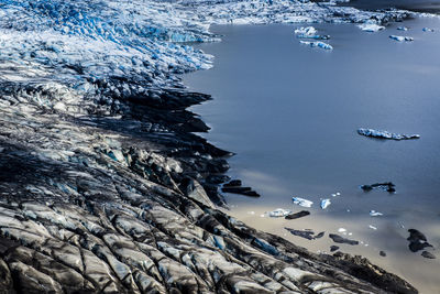 High angle view of beach during winter