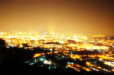 Illuminated cityscape at night