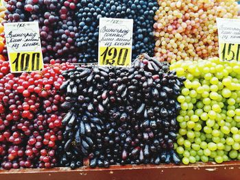 High angle view of fruits for sale at market stall