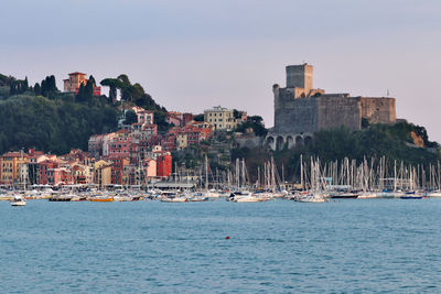 The castle, the village and the marina in the late afternoon light.