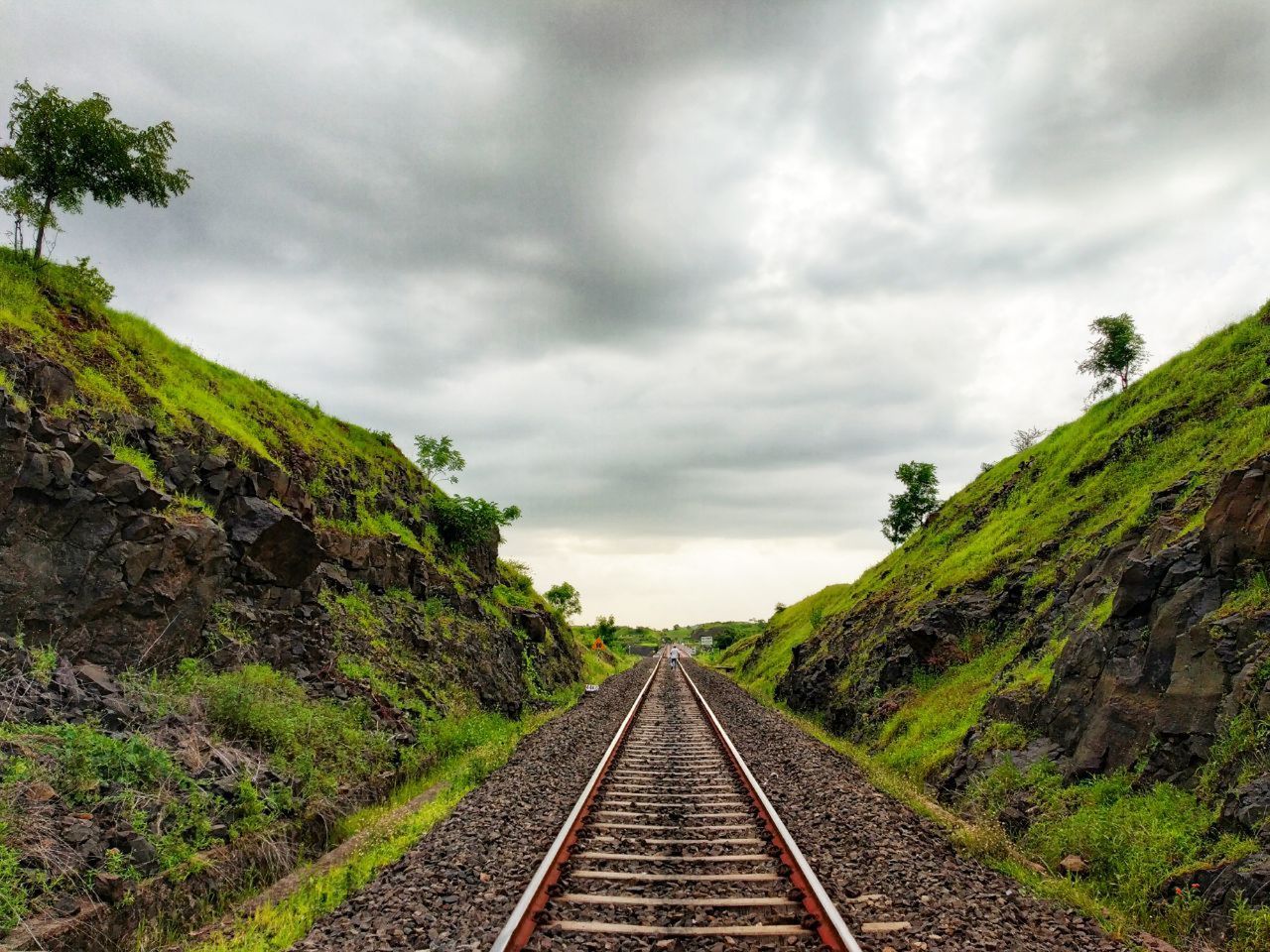 RAILROAD TRACKS AGAINST SKY