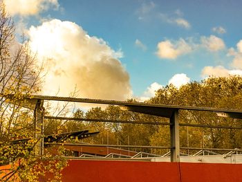 View of railing against cloudy sky