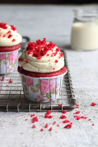 Close-up of cupcakes on table