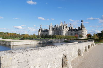 Buildings against cloudy sky