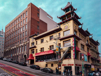 Low angle view of buildings against sky