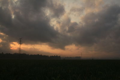 Scenic view of field against sky during sunset