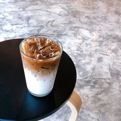 High angle view of coffee on table