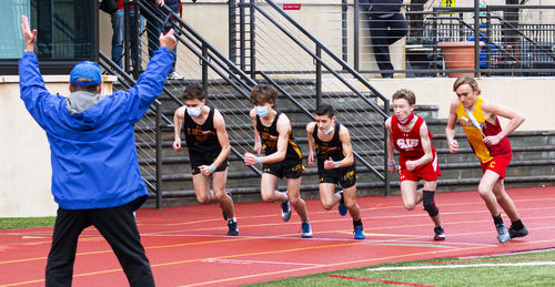 Group of people running