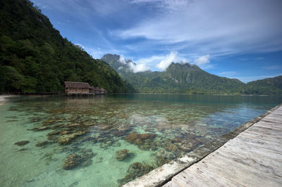 Scenic view of lake against sky