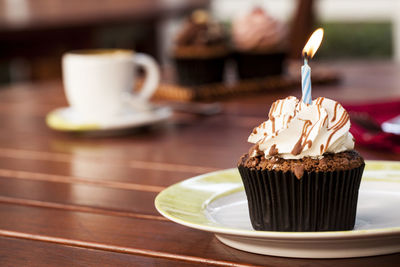 Close-up of cake on table