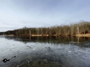 Scenic view of lake against sky