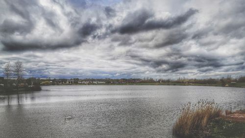 Scenic view of lake against sky