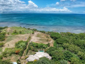 High angle view of sea against sky