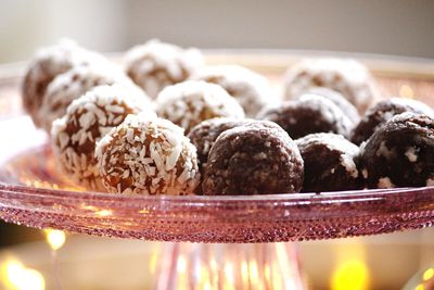 Close-up of energy balls on plate