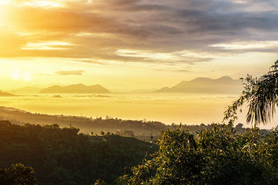 Scenic view of landscape against sky during sunset