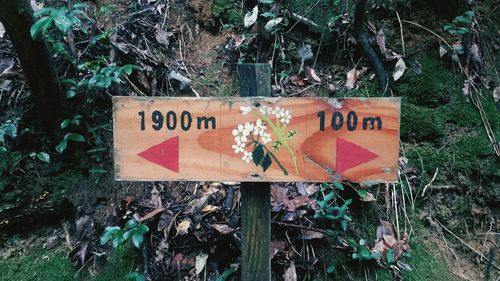 Information sign against plants