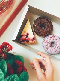 High angle view of cupcakes on table