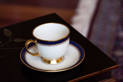 Close-up of glasses on table