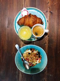 Directly above shot of breakfast on table