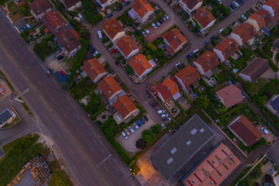 High angle view of buildings in city