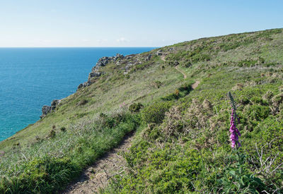 Scenic view of sea against clear sky