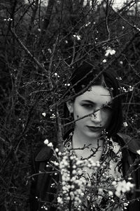 Portrait of beautiful woman in forest