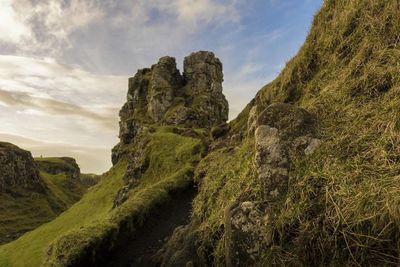 Low angle view of mountain against sky