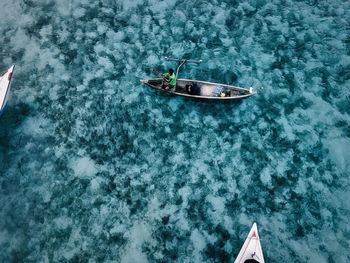 High angle view of boat in sea