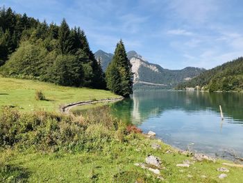 Scenic view of lake against sky