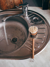 Dishwashing brush on the table