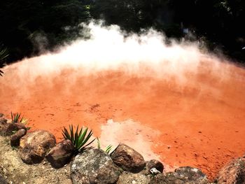 High angle view of rocks on land