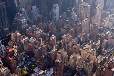 High angle view of city buildings