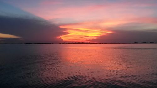 Scenic view of sea during sunset